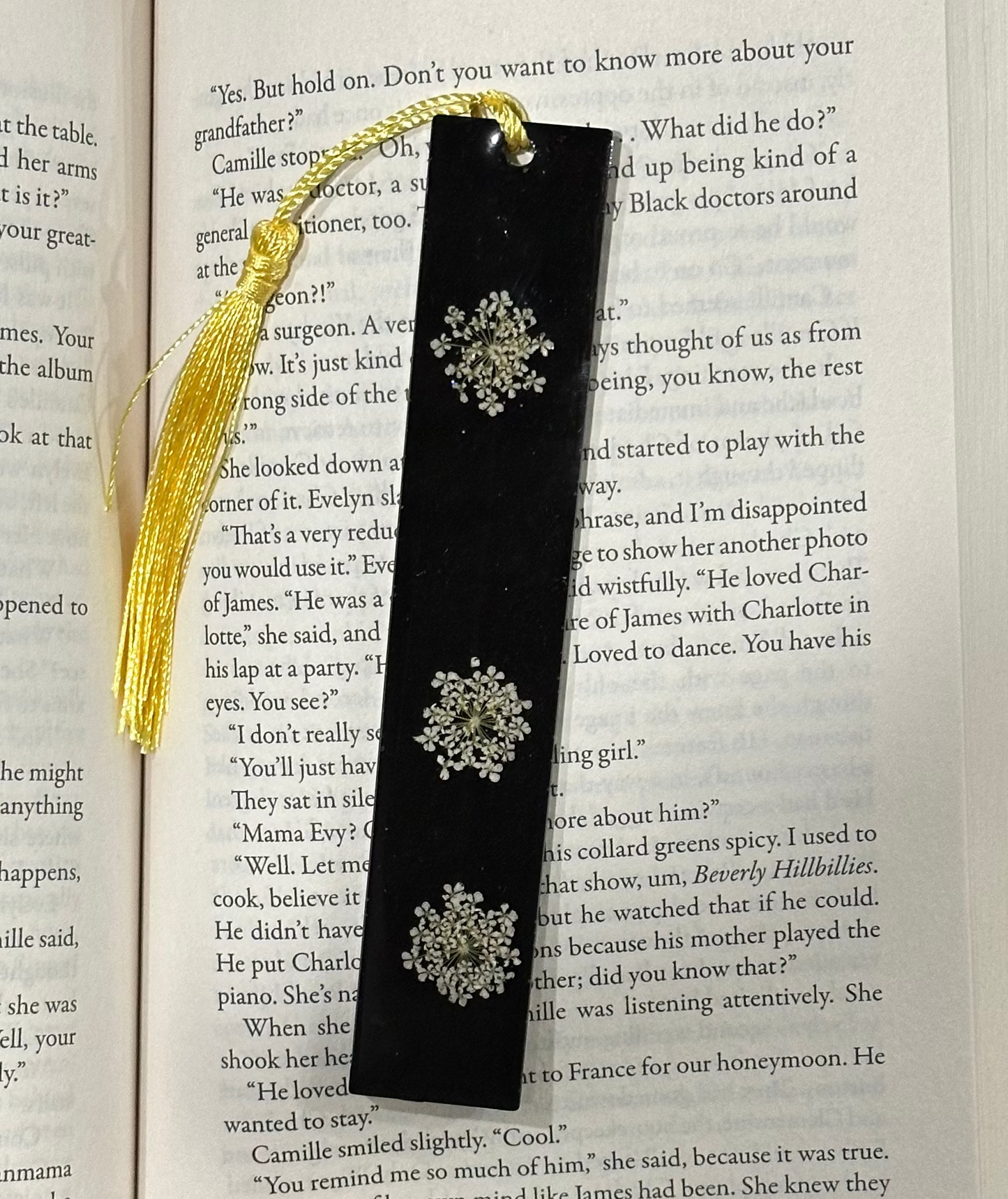 Black Vintage Floral Resin Bookmark