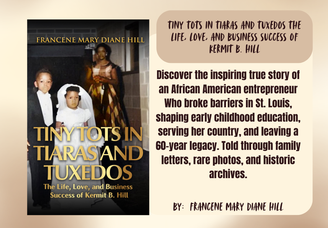 Book cover of 'Tiny Tots in Tiaras and Tuxedos' with text about the author and book's content.