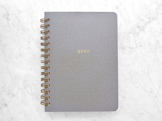 12-Month Planner, Gray Bookcloth: Jan-Dec 2026