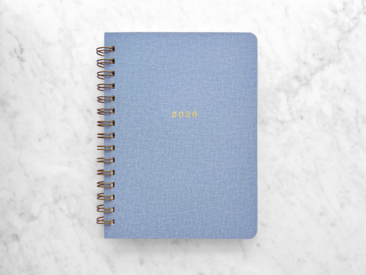 12-Month Planner, Blue Bookcloth: Jan-Dec 2026