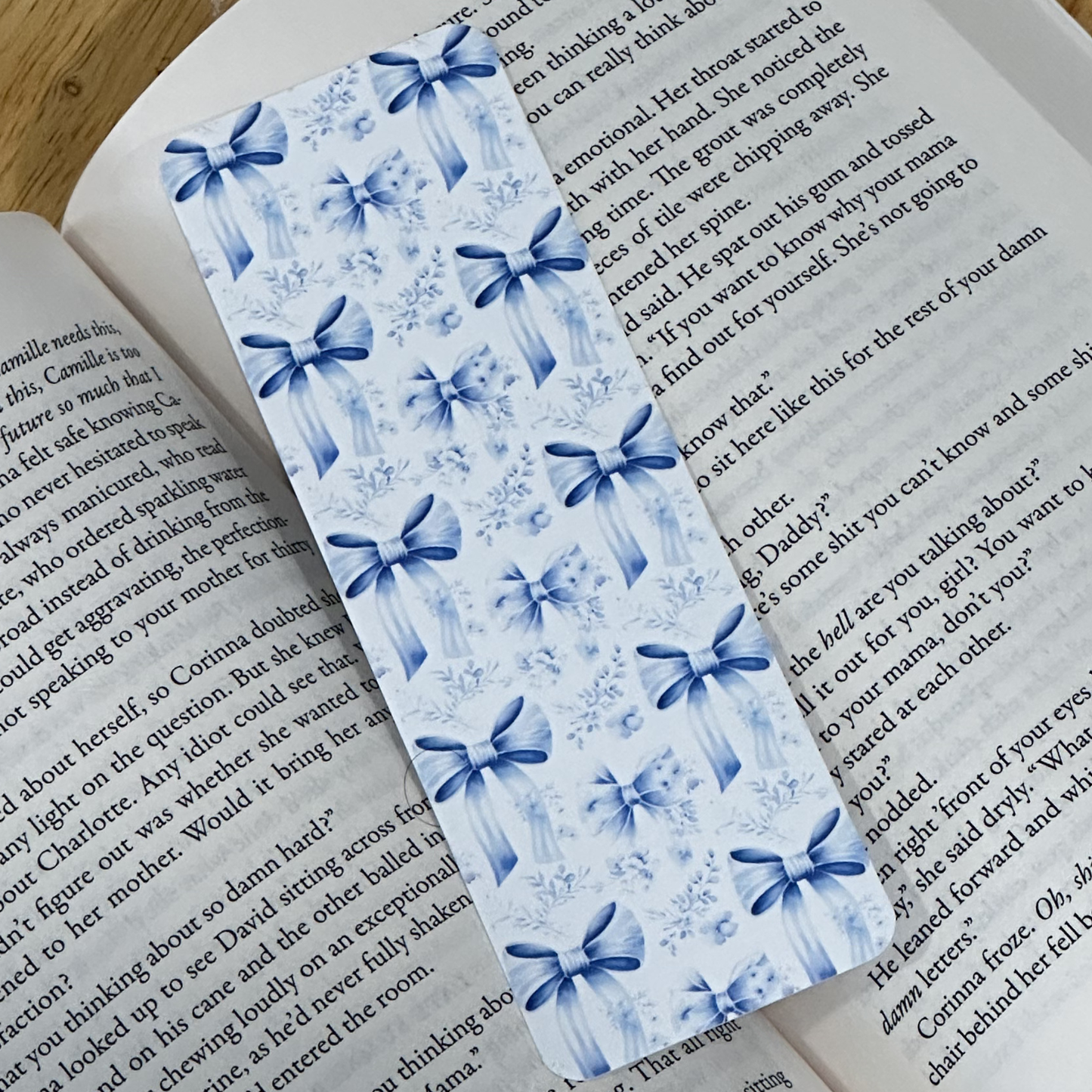 Blue Bow Bookmark