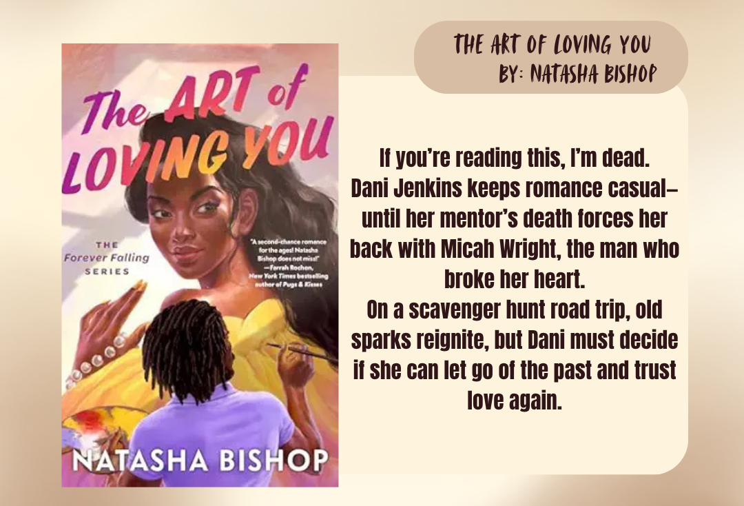 Book cover of 'The Art of Loving You' by Natasha Bishop with a brief description on a beige background.