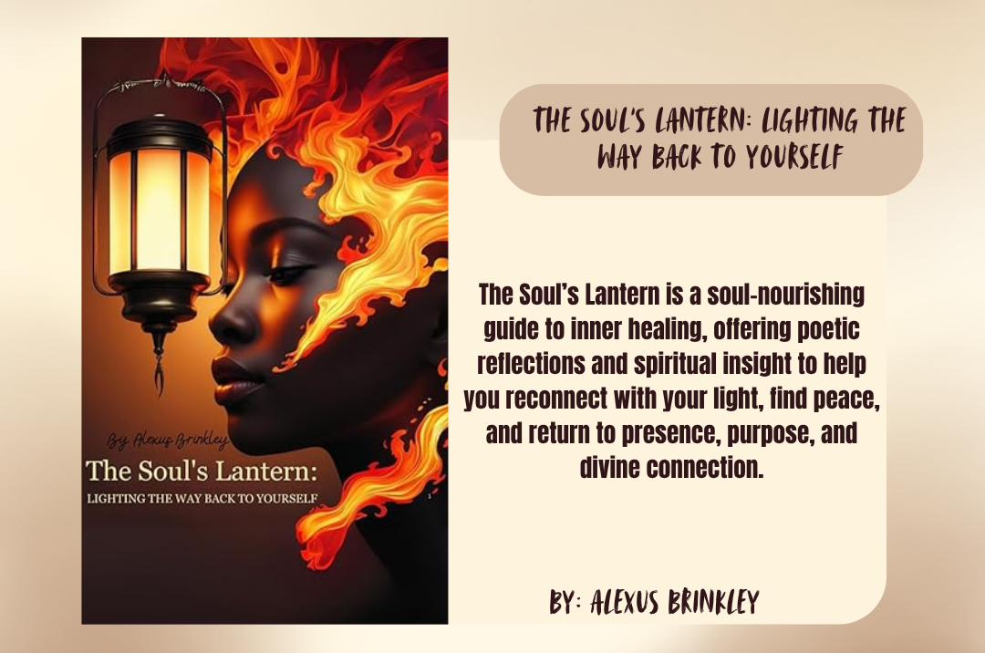 Book cover of 'The Soul's Lantern' with a face silhouette and lantern on a warm background.