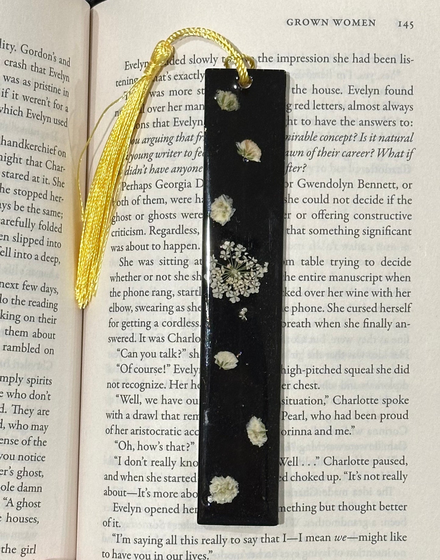 Black Vintage Floral Resin Bookmark