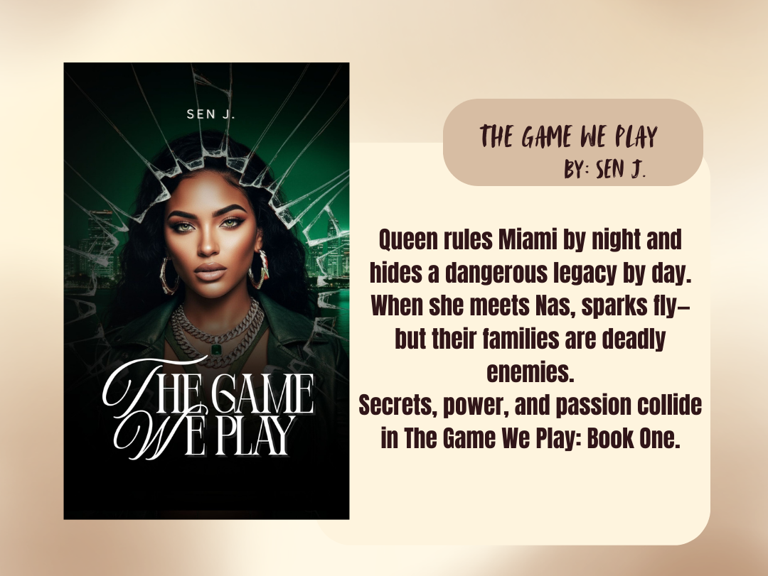 Book cover of 'The Game We Play' by Sen J with a woman's face and text on a beige background.
