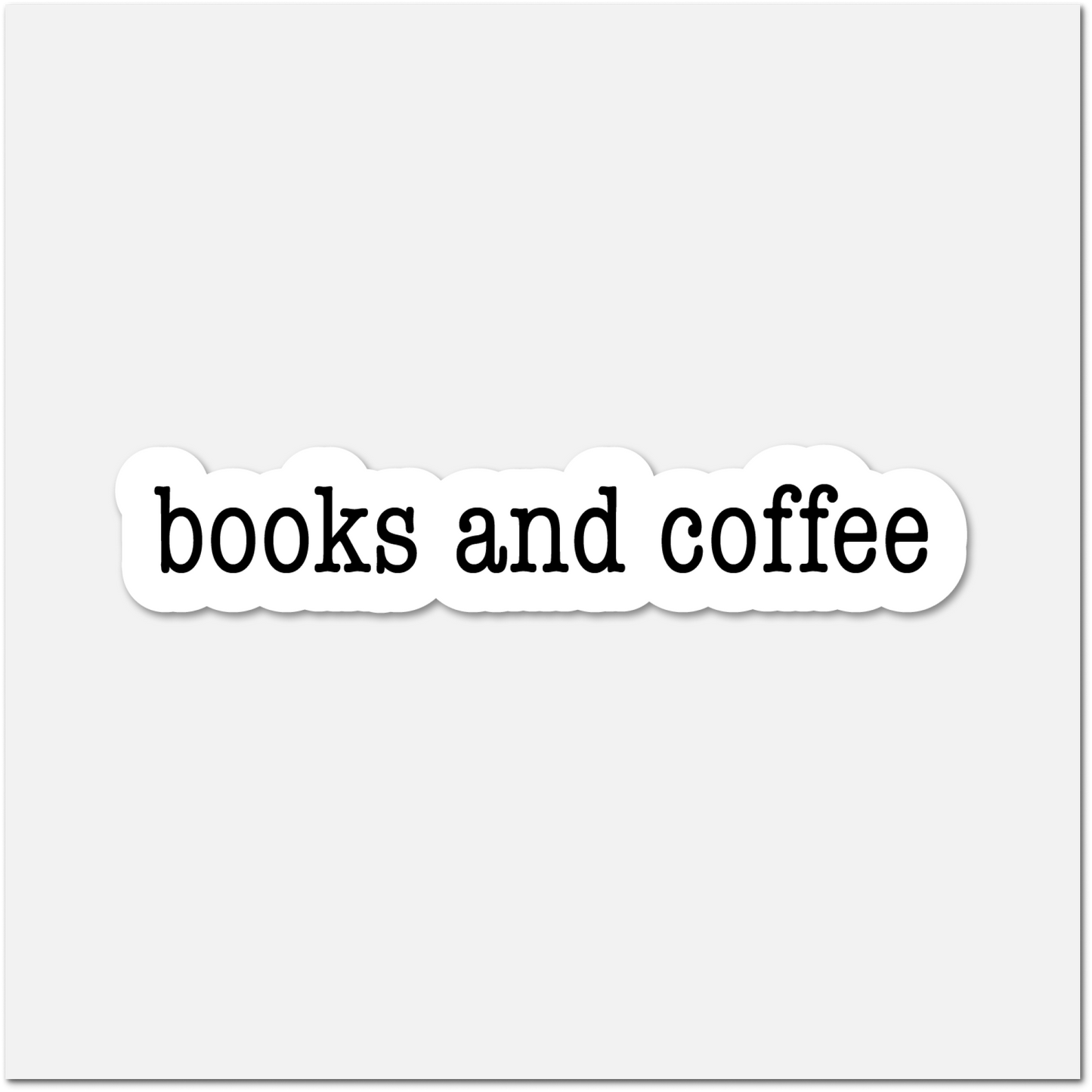 Text 'books and coffee' on a white background