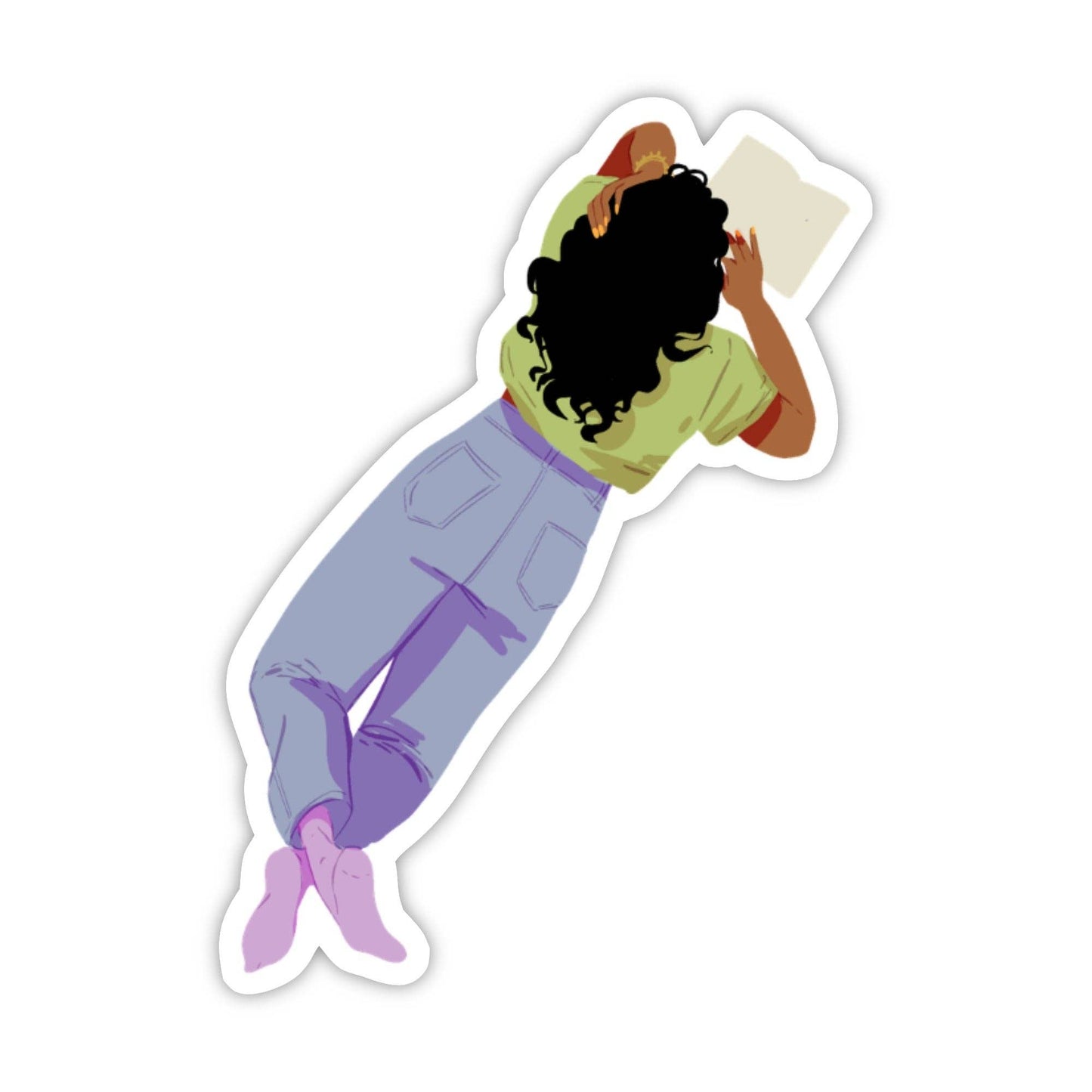 Lying Down Reading Sticker