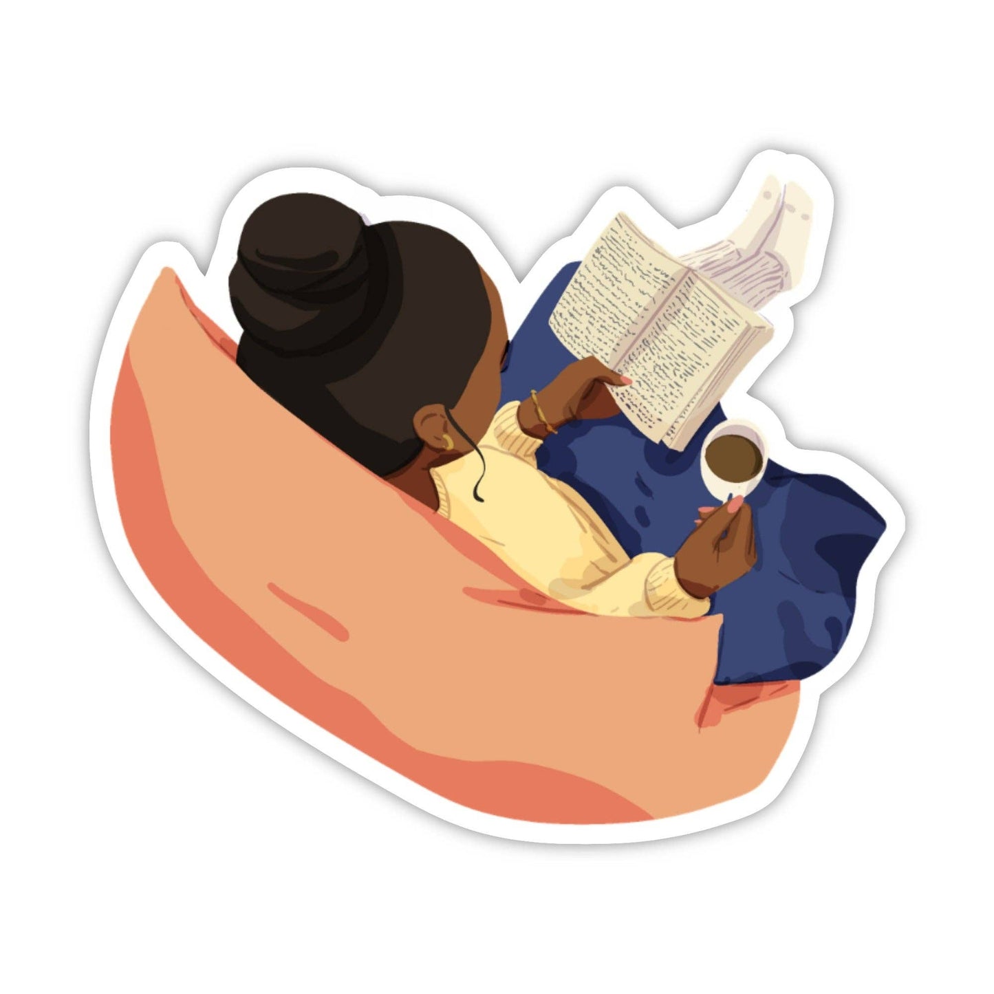 Coffee and Book Sticker